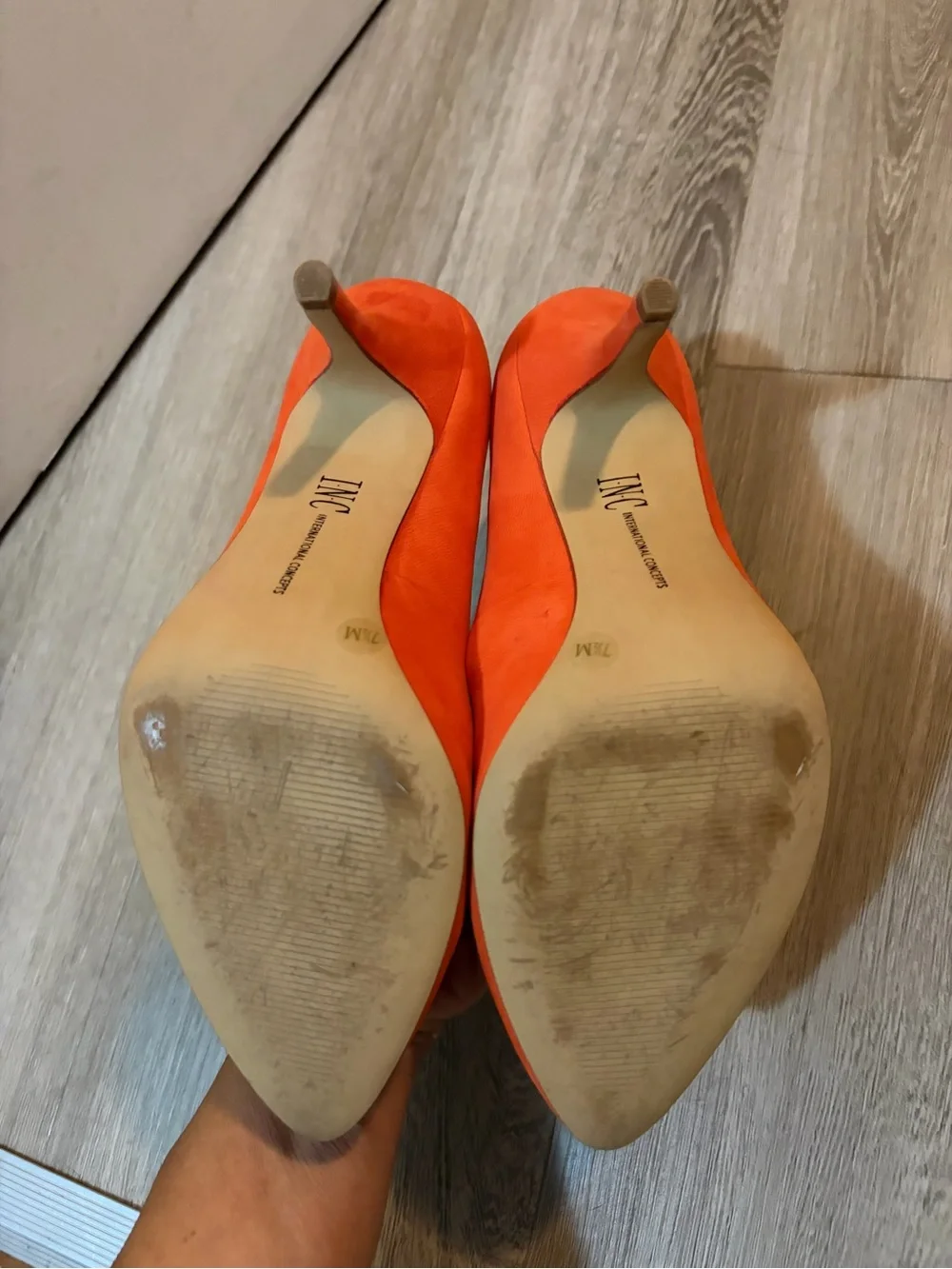 INC ZITAH Orange Pointed-Toe Mid Heel Pumps 7.5